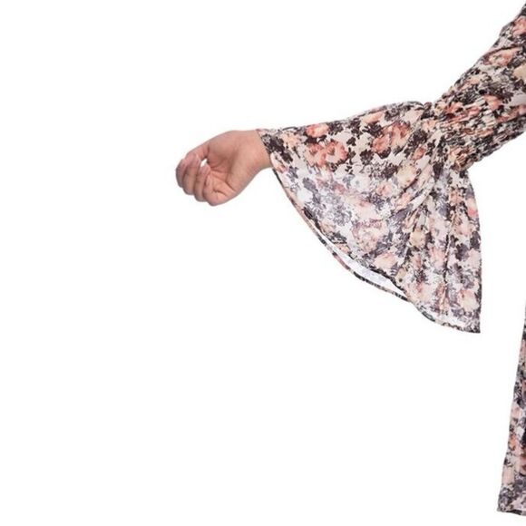 Bobeau Jude Plus Size Printed Flare Sleeve Dress Multi Color Floral Size 1X NWT - Picture 3 of 11